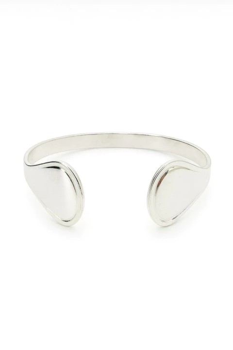 Pulsera esclava ancha de disenio acero blanco - comprar online