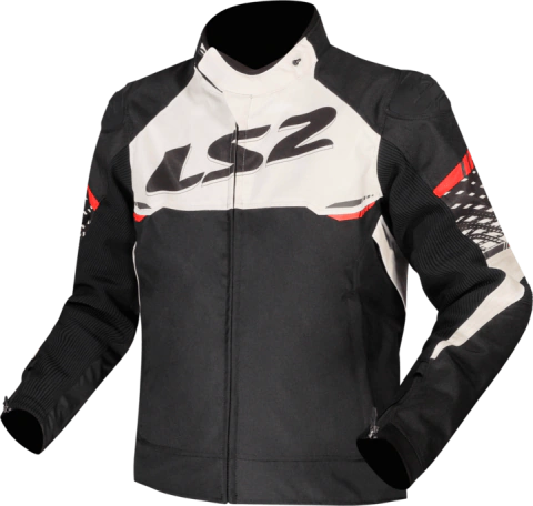 Campera LS2 Apex Hombre Negro Blanco Rojo Impermeable con Protecciones CE