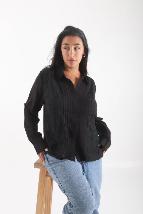 Camisa Melbourn con detalles en brodery y lurex