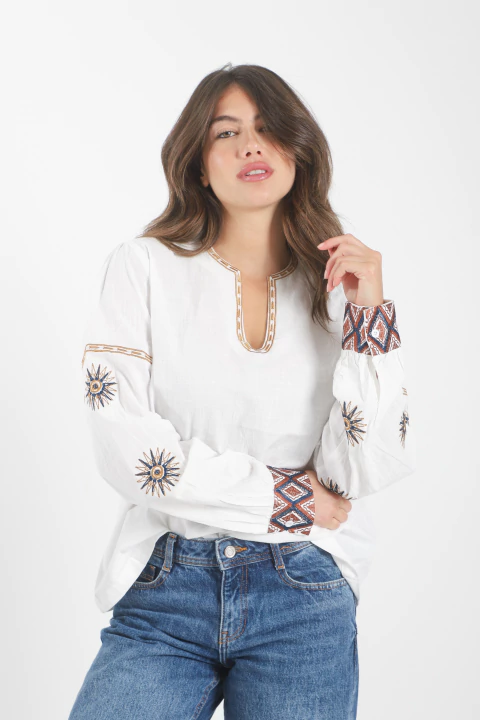 Blusa Hindú Sol bordada - comprar online