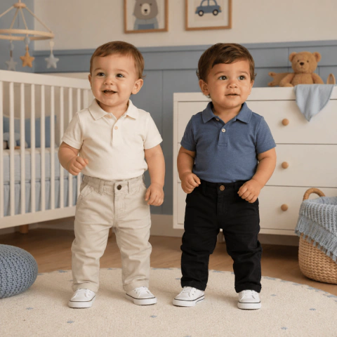 Pantalón Chino de Gabardina con Cintura Elástica