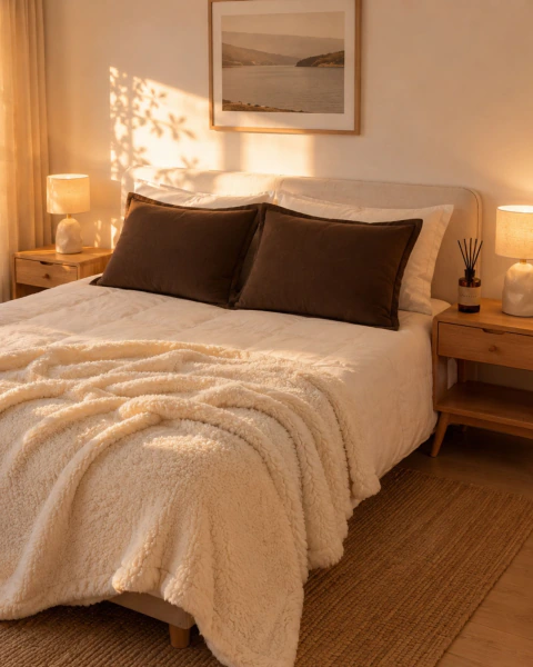 Kit Dormitorio Serena | Manta Jacquard, Almohadones Tusor y Difusor