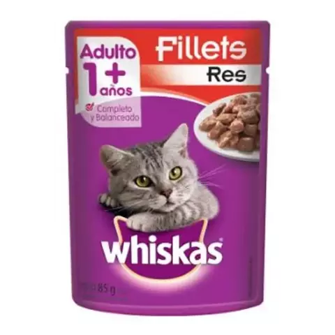 12 sobres Alimento Húmedo Whiskas Adulto Carne X 85 Gr - comprar en línea