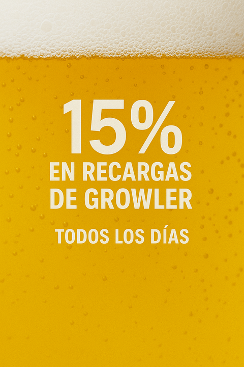 15% en recargas de growler
