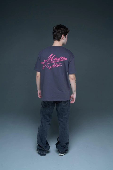 T-shirt oversized "Faded Logo" Cinza - comprar online