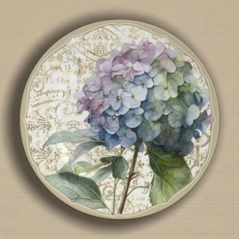 Conjunto 6 Pratos Rasos Hortensia (Fundo Estampado) Alleanza