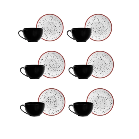 Conjunto 6 Xícaras Chá Preta Com Pires Coup Pitaya Alleanza