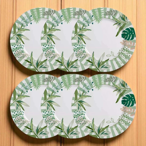 Conjunto 6 Pratos Raso Herbal Strip Alleanza - comprar online