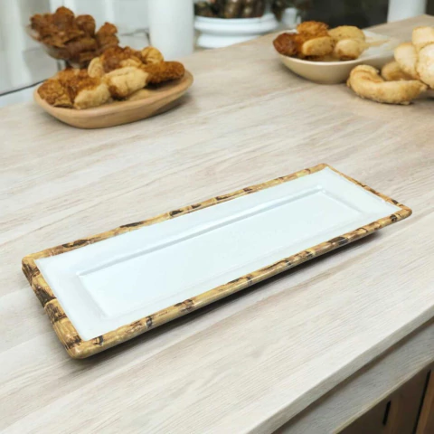 Travessa Retangular Comprida Bambu Scalla - comprar online