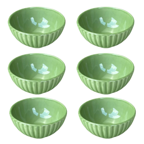 Conjunto 6 Bowls Frisado Verde Scalla
