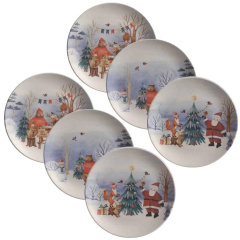 Conjunto 6 Pratos Sobremesa Magia Glacial Porto Brasil (2 Estampas Cada)