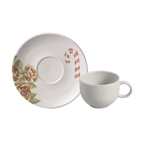 Conjunto 6 Xícaras Chá Coup Stoneware Postais de Natal Porto Brasil