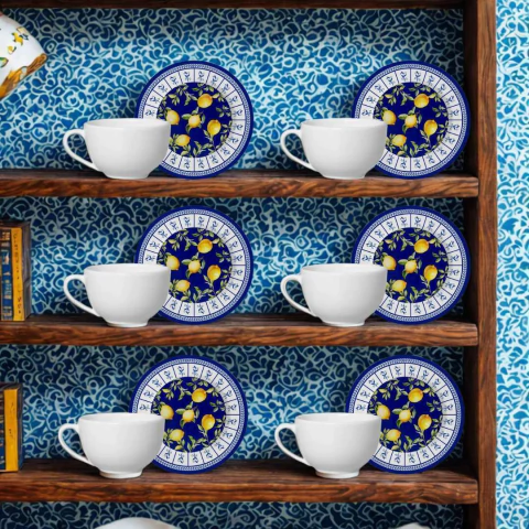 Conjunto 6 Xícaras de Chá com Pires Branca Limone Alleanza - comprar online