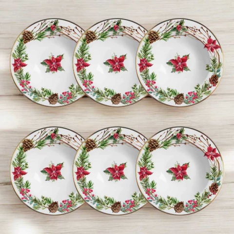 Conjunto 6 Pratos Fundo Guirlanda Filete Dourado Alleanza - comprar online