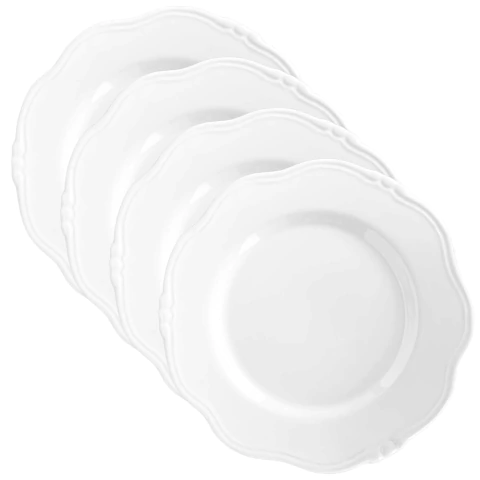 Conjunto 4 Pratos Rasos Branco Algarve 2ª Linha Scalla