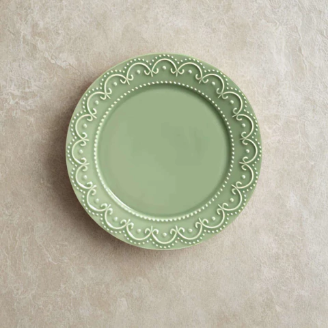 Conjunto 6 Pratos Sobremesa Princess Verde Salvia Scalla