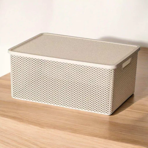 Cesto Organizador Com Tampa Creme 36x26Xx6cm Linea Paramount - comprar online