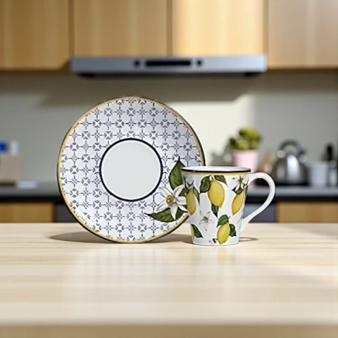 Conjunto 6 Xícaras Chá Com Pires Limão Sicilia Scalla