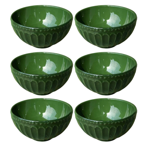 Conjunto 6 Bowls Verde Cereal Buzios 2ª Linha Scalla