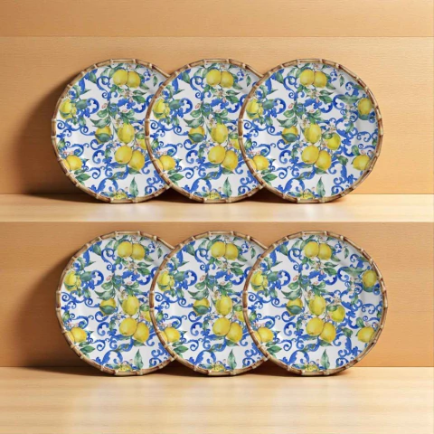 Conjunto 6 Pratos Sobremesa Limoncello Fundo Branco Maison Blanche