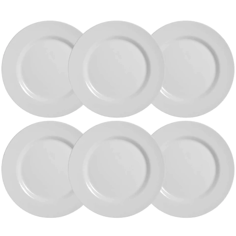 Conjunto 6 Pratos Sobremesa Branco Liso 2ª Linha Scalla