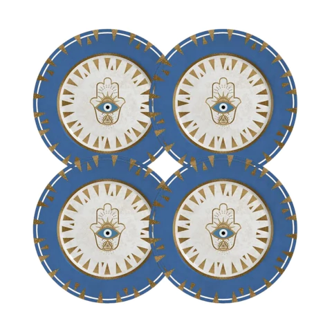 Conjunto 4 Pratos Sobremesa Olho Grego Alleanza