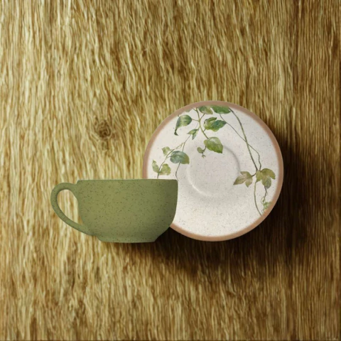 Conjunto 6 Xícaras de Chá com Pires Coup Tropical Leaves Alleanza - comprar online