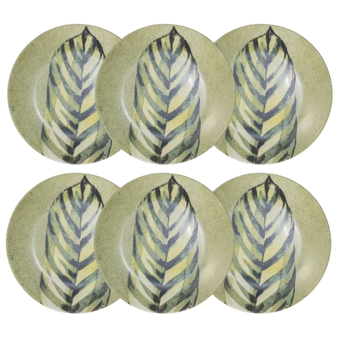 Conjunto 6 Pratos Sobremesa Wild (Folha) 2ª Linha Scalla