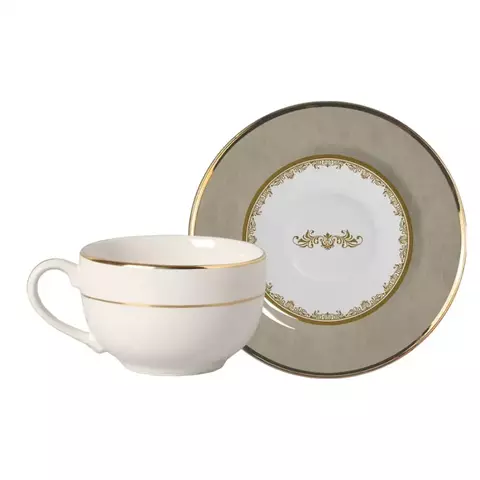 Conjunto 6 Xícaras Chá Branca Com Pires Monte Carlo Fendi Premium Alleanza