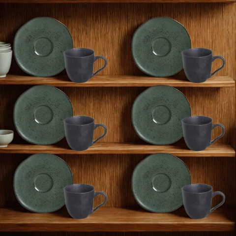 Conjunto 6 Xícaras de Café com Pires Orgânico Arauco Porto Brasil - comprar online