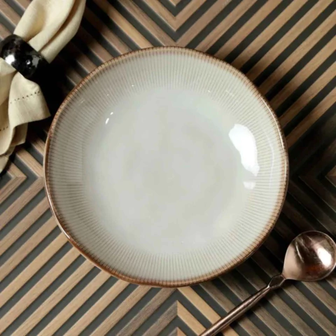 Conjunto 6 Pratos Fundos Bio Raio Bege Porto Brasil - comprar online