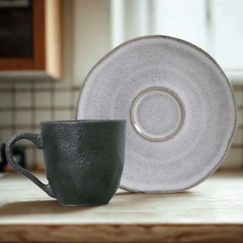 Conjunto 6 Xícaras de Café Orgânico Concreto Porto Brasil