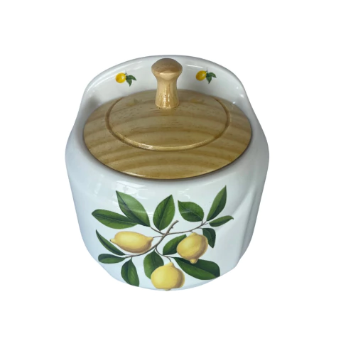 Saleiro Tampa Madeira Limão Siciliano Grande Home Decor