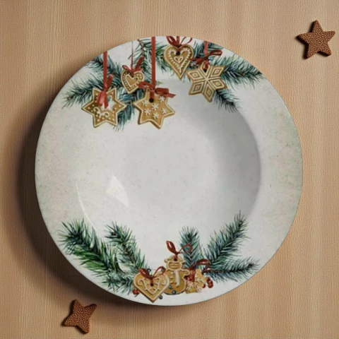 Conjunto 6 Pratos Fundos Gingerbread Coleção Natal Alleanza