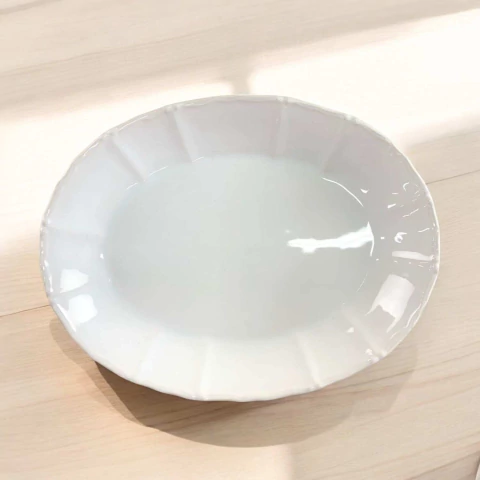Travessa Oval Funda M Cristal Branco Borda Lisa Scalla - comprar online