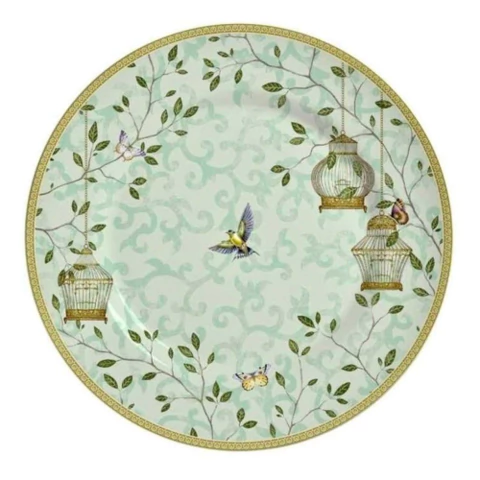 Conjunto 6 Pratos Rasos Verde Freeddom (Passarinho) Alleanza