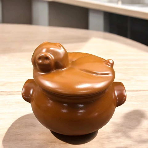 Caçarola P Tampa Porco Caramelo Fosco Home Decor