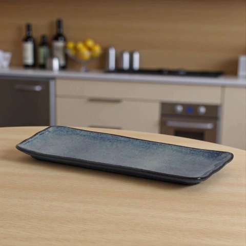 Travessa Retangular Média Orgânico Denim 33x13cm Porto Brasil