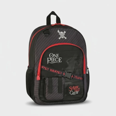 Mochila de Costas Infantil Escolar One Piece Vermelha e Preto OP25063J
