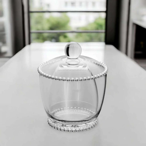 Manteigueira Francesa de Vidro Com Tampa Pearl 10,5cm X 10,5cm X 11cm Wolff