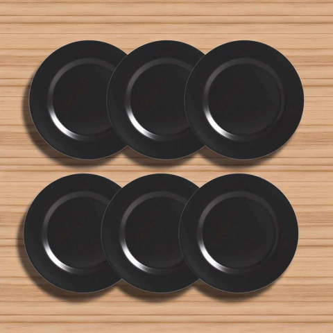 Conjunto 6 Pratos de Sobremesa Preto Acetinado Alleanza - comprar online