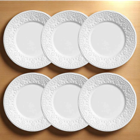 Conjunto 6 Pratos de Sobremesa Madeleine Branco Porto Brasil - comprar online