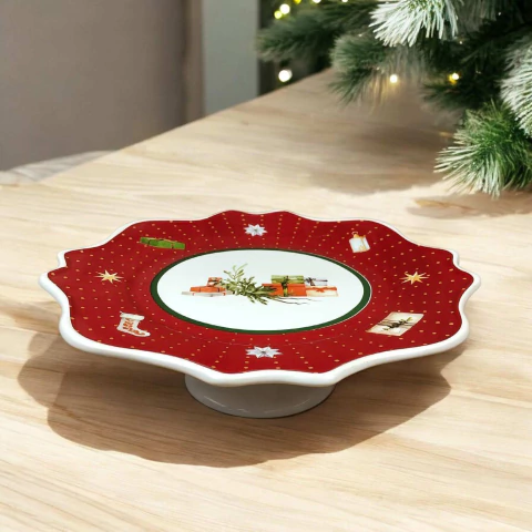 Prato de Bolo Borda Branca Christmas Gift Scalla