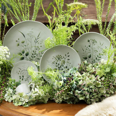 Aparelho de Jantar 20 Peças Orgânico Ammi Porto Brasil (4 Rasos/4 Sobremesa/4 Fundos/4 Xícaras/4 Pires)