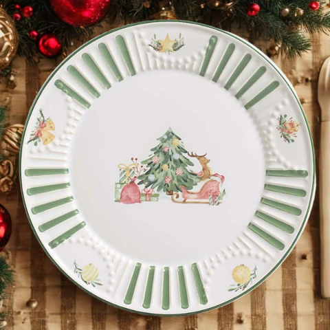 Conjunto 4 Pratos Rasos Natal dos Duendes Scalla