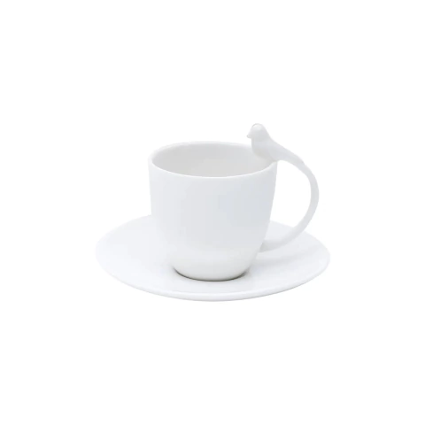 Conjunto 6 Xícaras Café Porcelana Com Pires Birds Branco Wolff - comprar online