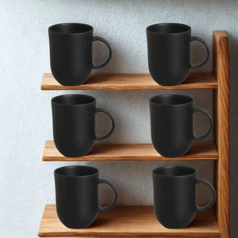 Conjunto 6 Canecas Coup Grande Preto Matte 2ª Linha Porto Brasil - comprar online