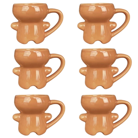 Conjunto 6 Canecas Ginger Bread Marrom 2ª Linha Scalla