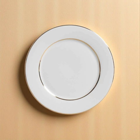 Conjunto 6 Pratos Sobremesa Branco Liso Filetado A Ouro Desirré Scalla - comprar online