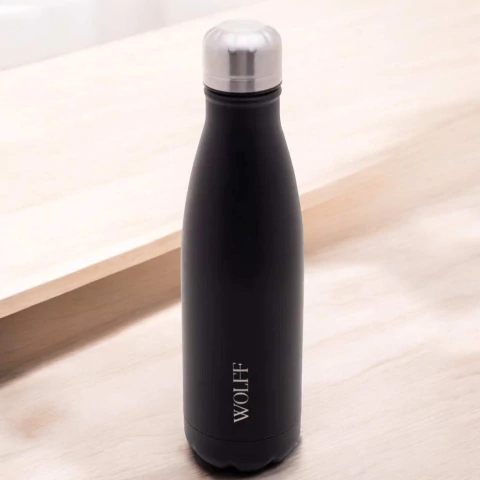 Garrafa Termica De Aço Inox Parede Dupla Ice Preta 500ml Wolff